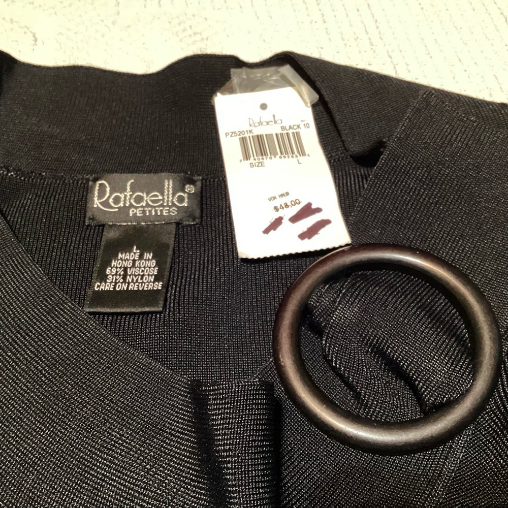 NWT Rafaella Petites Black Top Sweater $48 Brand New!